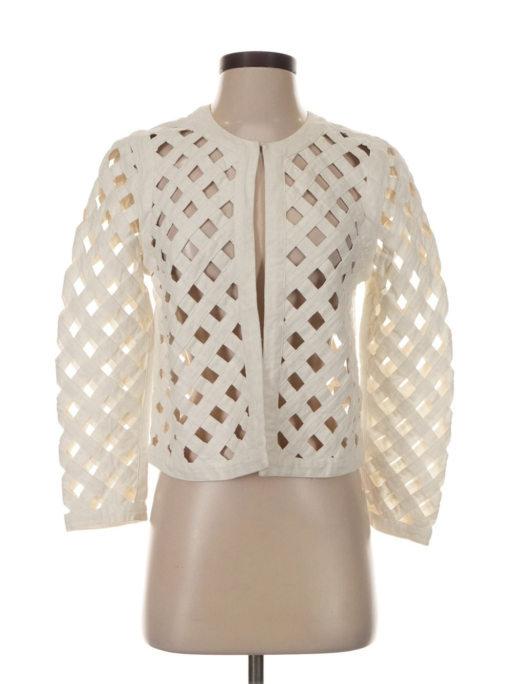 Catherine Malandrino Cream Lattice Openwork Jacket